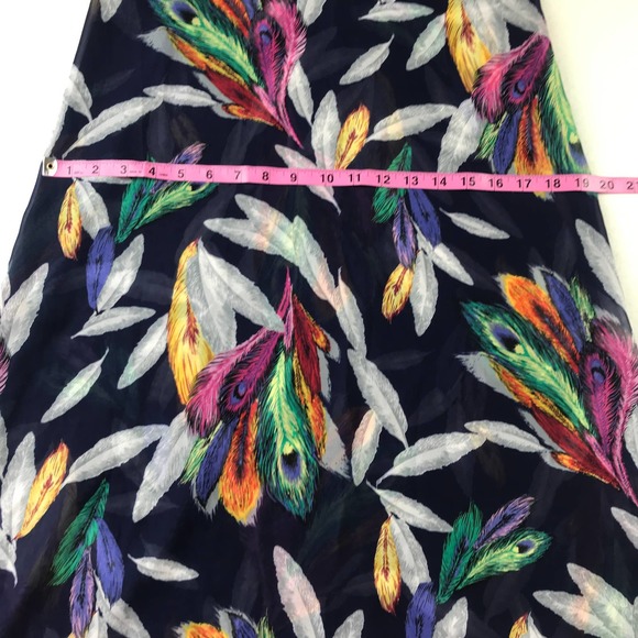 Miken Feather Print Sheer Maxi Dress Size Small - Picture 8 of 8